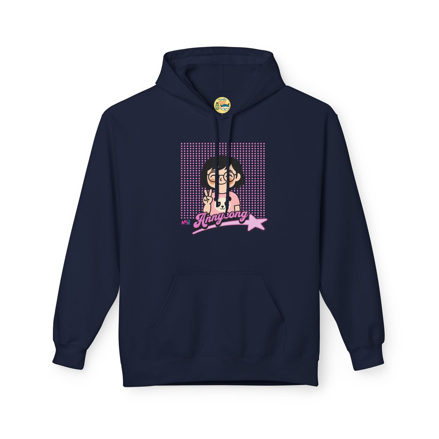 Korean Character Hoodie – Annyeong Graphic Sweatshirt, Kawaii Korean Style Pullover