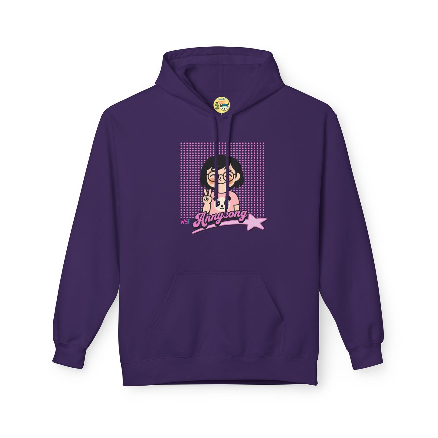 Korean Character Hoodie – Annyeong Graphic Sweatshirt, Kawaii Korean Style Pullover