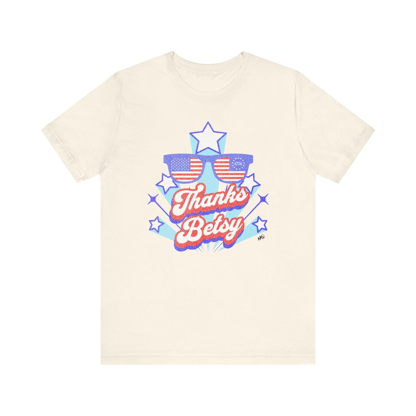 Thanks Betsy T-Shirt – Patriotic Sunglasses Graphic Tee, 1776 & USA Flag Unisex Shirt Printify T-Shirt Nordic Seoul Designs LLC