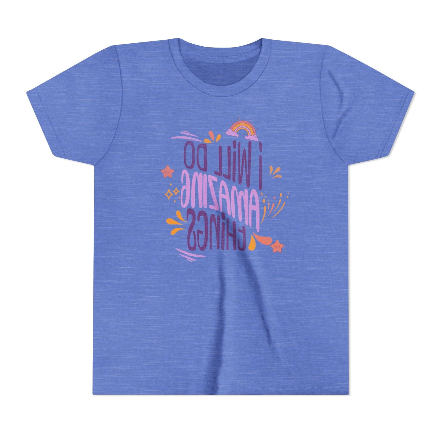 Youth Mirror Letter T-shirt- I will do Amazing Things - Positive Vibes Printify Kids clothes Nordic Seoul Designs LLC
