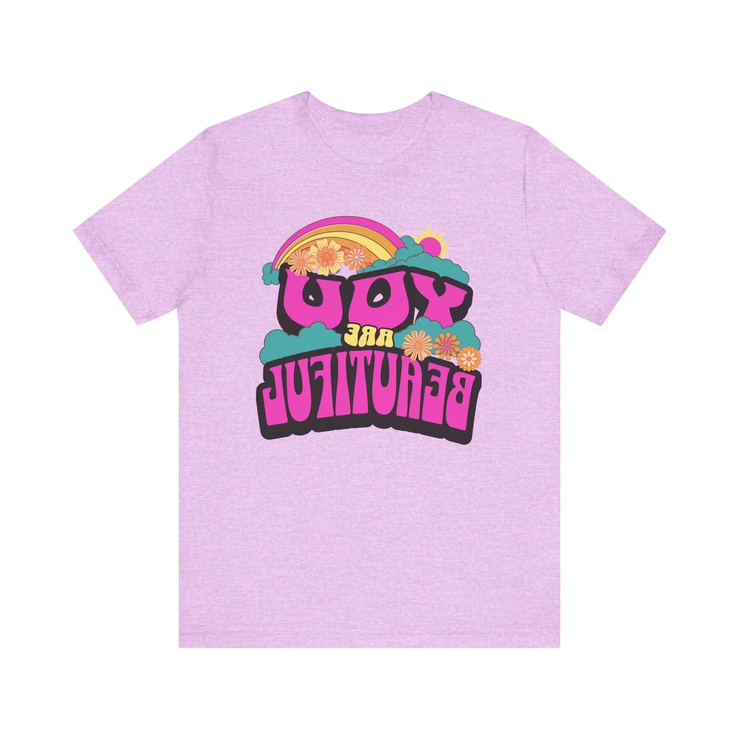 Mirror Image Tee! You Are Beautiful-Inspirational, colorful, fun Printify T-Shirt Nordic Seoul Designs LLC light purple front