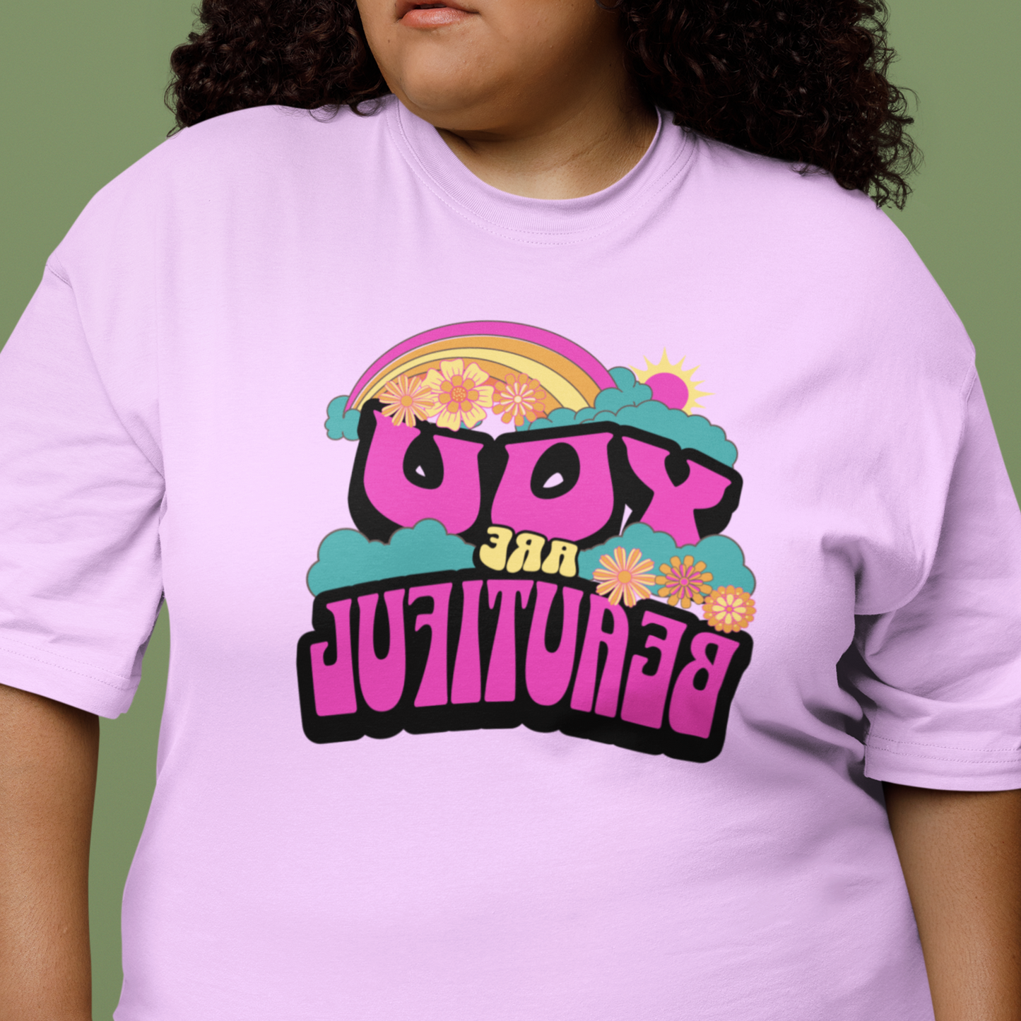 Mirror Image Tee! You Are Beautiful-Inspirational, colorful, fun Printify T-Shirt Nordic Seoul Designs LLC