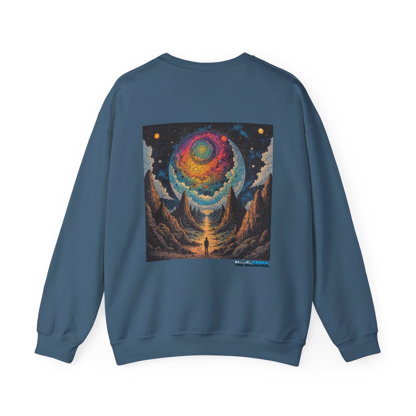 Cosmic Adventure Crewneck Sweatshirt, Comfortable Unisex Pullover, Perfect for Stargazers, Gift for Space Lovers, Stylish and Cozy Outfit Printify Sweatshirt Nordic Seoul Designs LLC