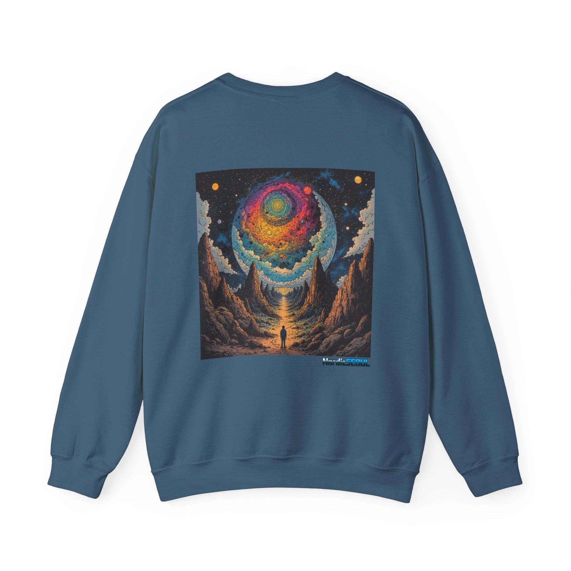 Cosmic Adventure Crewneck Sweatshirt, Comfortable Unisex Pullover, Perfect for Stargazers, Gift for Space Lovers, Stylish and Cozy Outfit Printify Sweatshirt Nordic Seoul Designs LLC