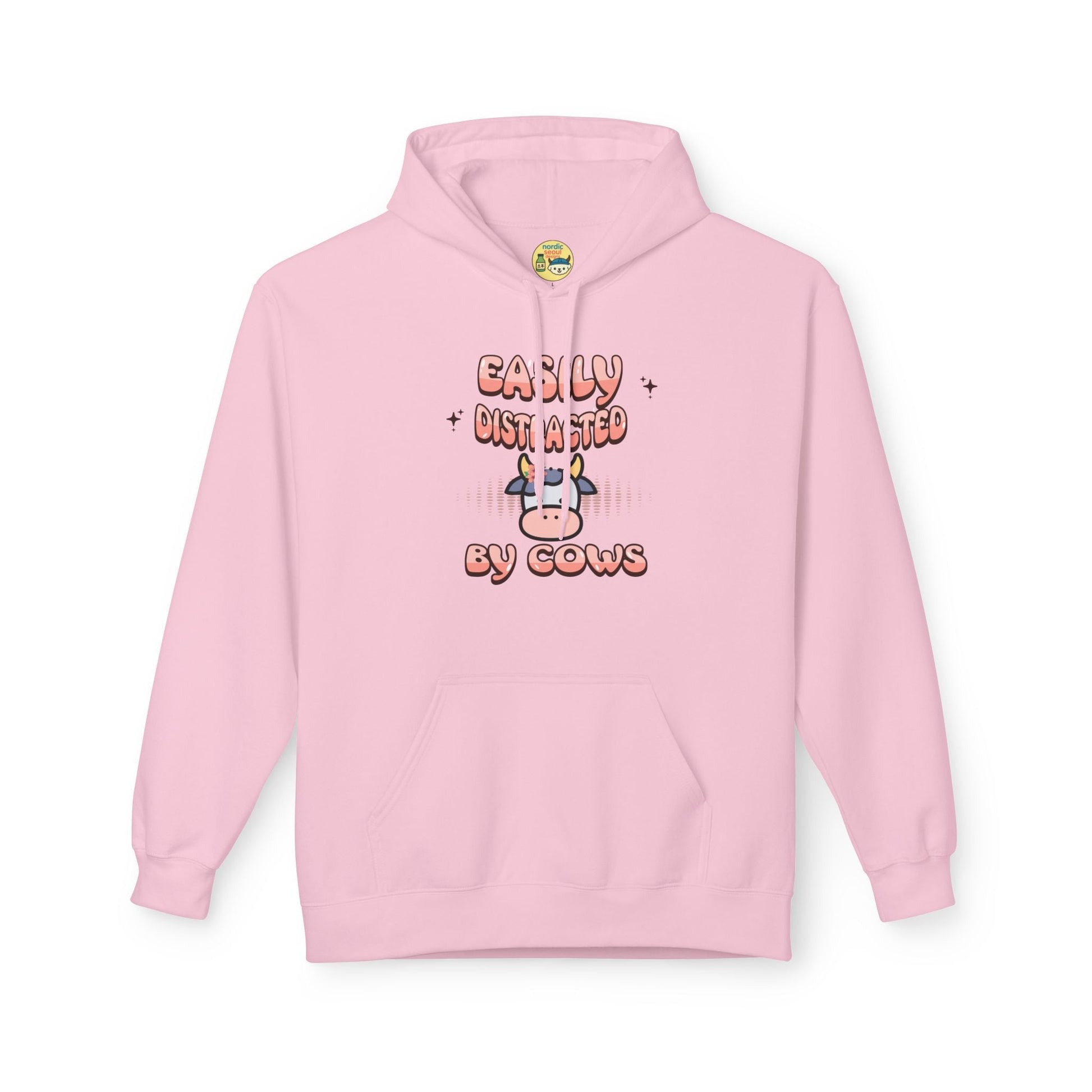 Easily Distracted by Cows Hoodie – Funny Farm Graphic Sweatshirt, Cow Lover Unisex Pullover Printify Hoodie Nordic Seoul Designs LLC