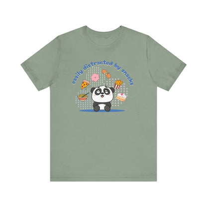 Easily Distracted by Snacks T-Shirt – Funny Food Graphic Tee, Casual Unisex Shirt Printify T-Shirt Nordic Seoul Designs LLC