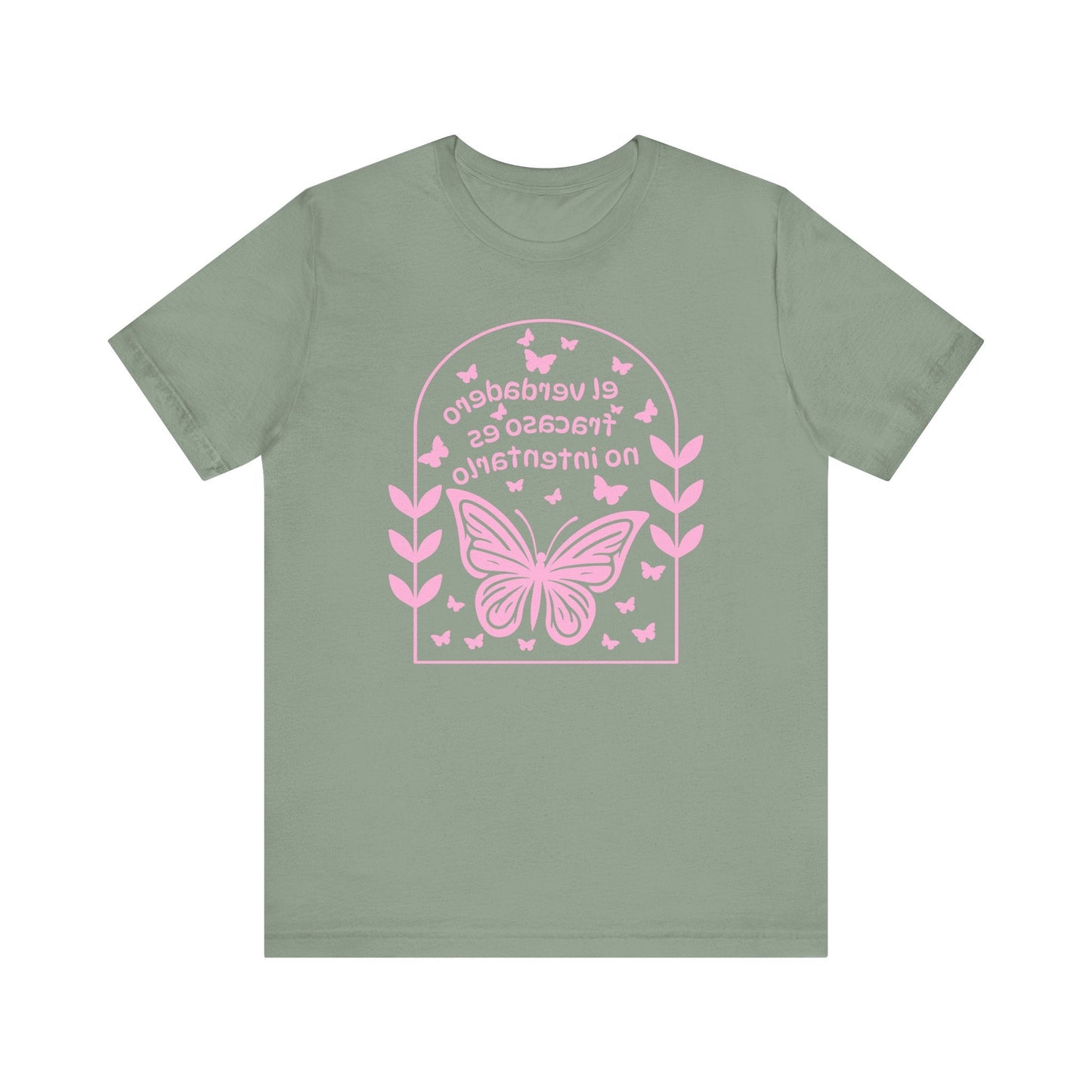 Mirror Image T-shirt! Español-El verdadero fracaso es no intenarlo-The real failure is not trying-Inspirational Butterfly Graphic Tee, Motivational Shirt Printify T-Shirt Nordic Seoul Designs LLC