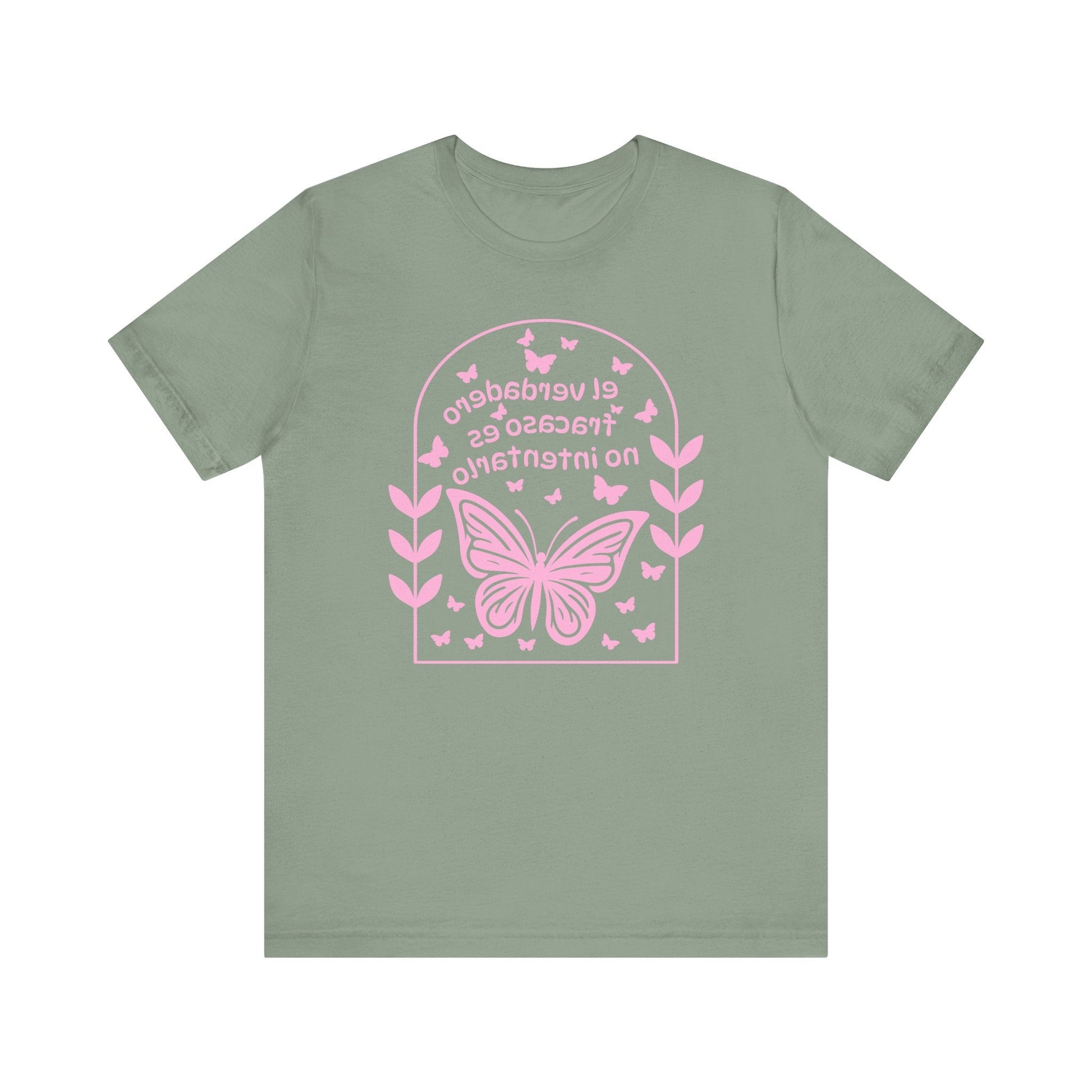 Mirror Image T-shirt! Español-El verdadero fracaso es no intenarlo-The real failure is not trying-Inspirational Butterfly Graphic Tee, Motivational Shirt Printify T-Shirt Nordic Seoul Designs LLC