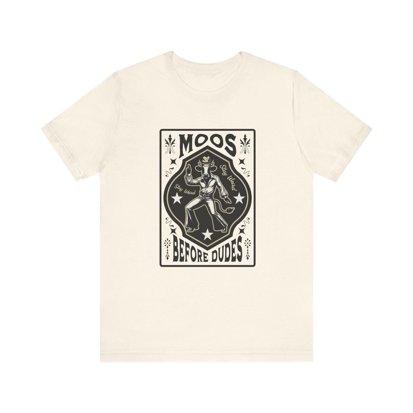 Moos Before Dudes T-Shirt – Funny Cow Graphic Tee, Farm Life Unisex Shirt Printify T-Shirt Nordic Seoul Designs LLC