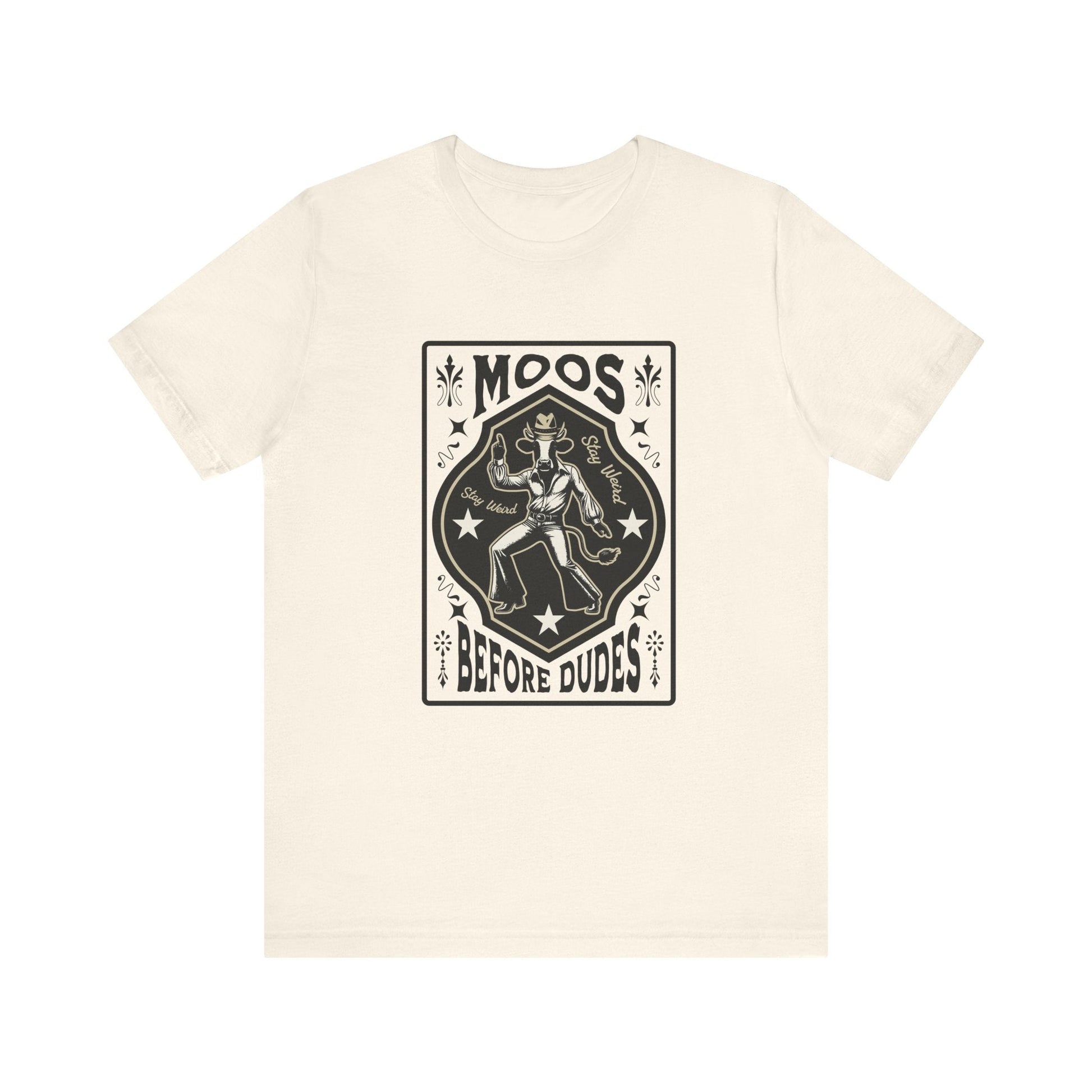 Moos Before Dudes T-Shirt – Funny Cow Graphic Tee, Farm Life Unisex Shirt Printify T-Shirt Nordic Seoul Designs LLC