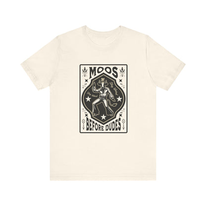 Moos Before Dudes T-Shirt – Funny Cow Graphic Tee, Farm Life Unisex Shirt Printify T-Shirt Nordic Seoul Designs LLC