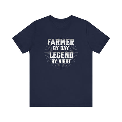 Farmer By Day Legend By Night T-Shirt – Funny Farming Graphic Tee, Unisex Casual Shirt Printify T-Shirt Nordic Seoul Designs LLC