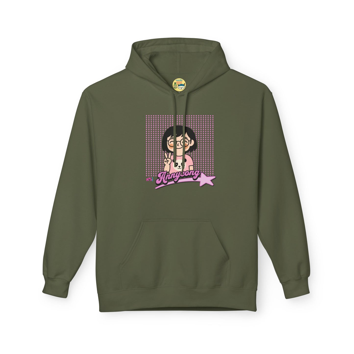 Korean Character Hoodie – Annyeong Graphic Sweatshirt, Kawaii Korean Style Pullover