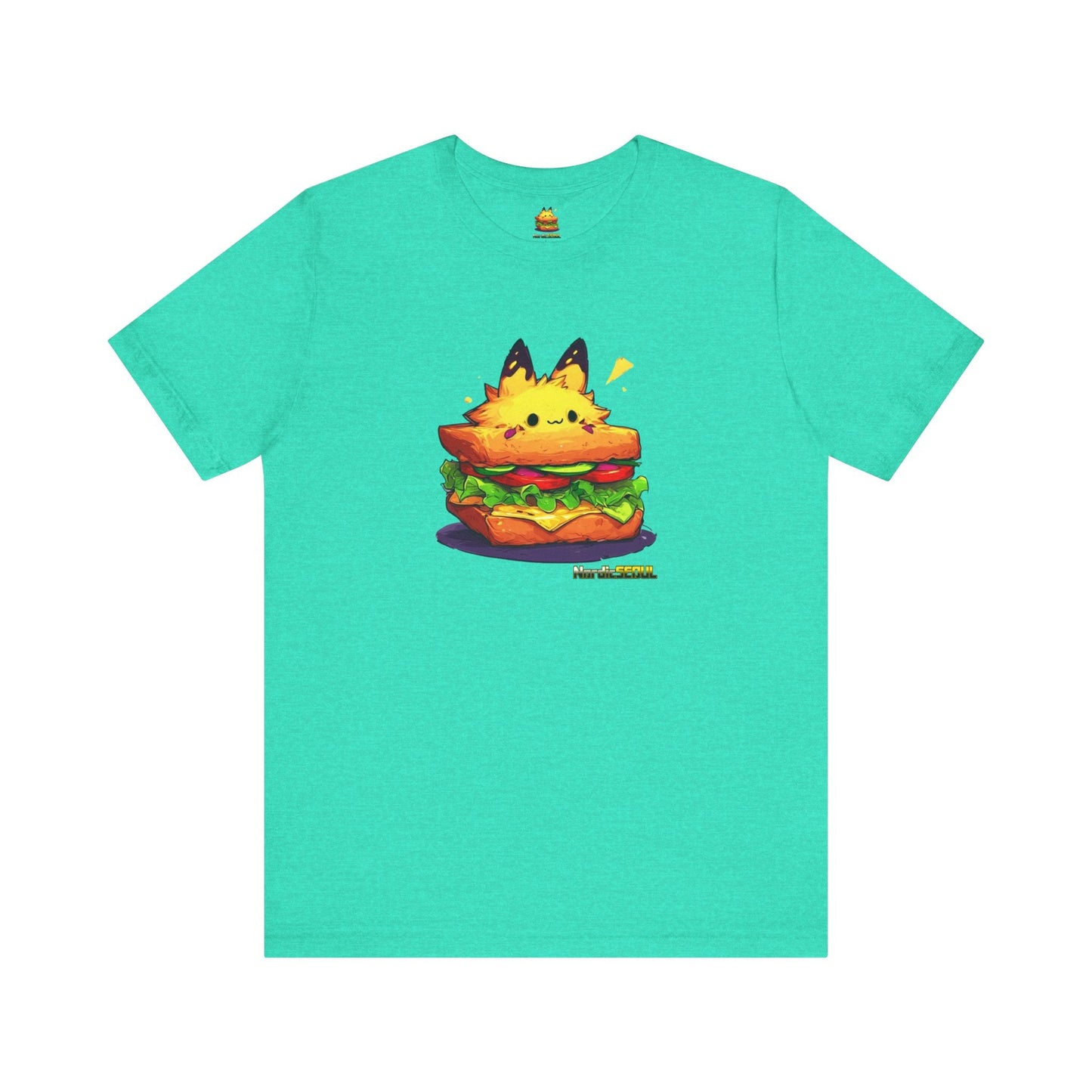 Cute Pika Sandwich Tee, Graphic T-Shirt, Fun Unisex Tee, Quirky Animal Shirt, Casual Everyday Wear Printify T-Shirt Nordic Seoul Designs LLC
