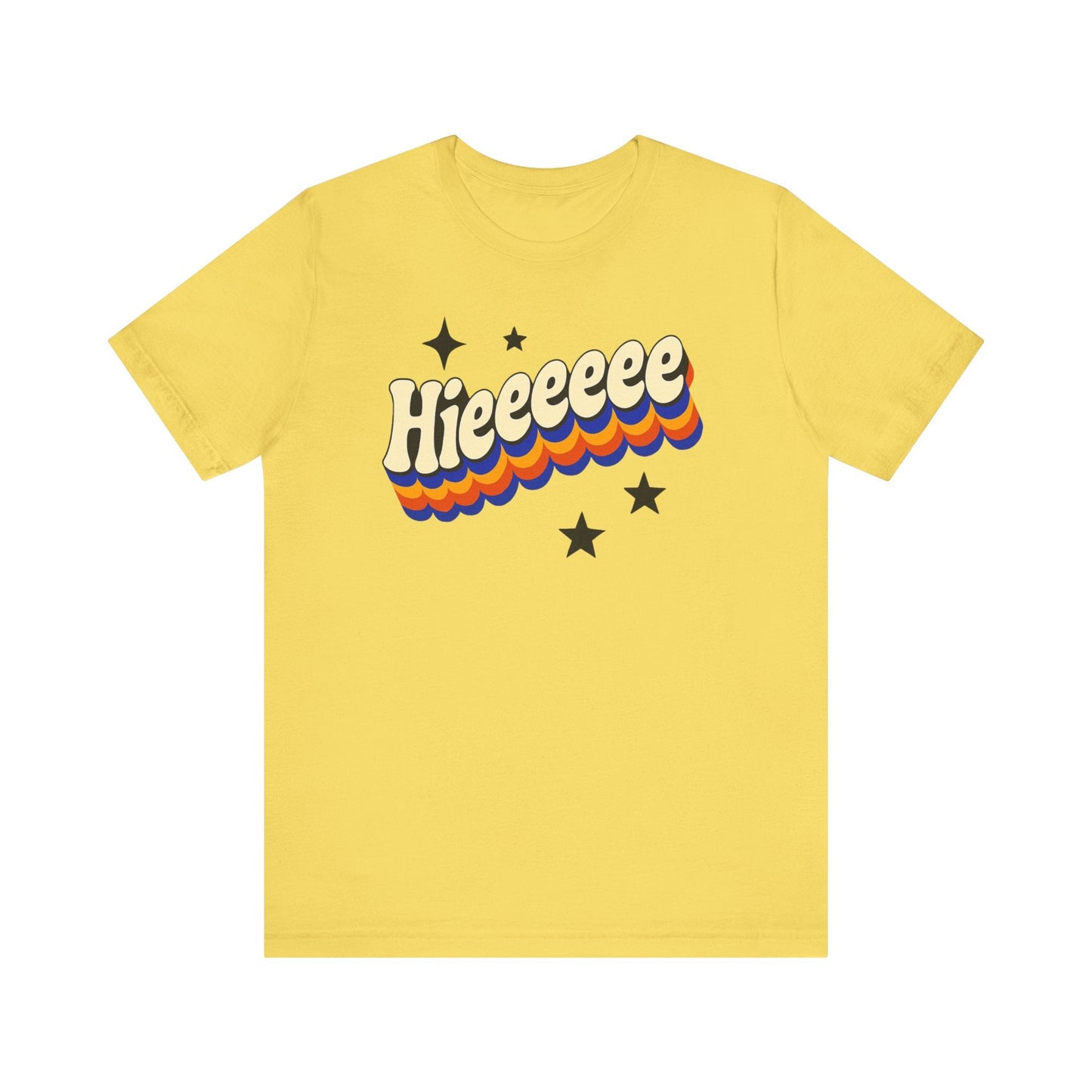 Retro Graphic Hieeeeee T-Shirt- Fun Unisex Jersey Short Sleeve T-Shirt for Everyday Style, Unique Gift Idea, Summer Fashion, Friends gift, Funny Printify T-Shirt Nordic Seoul Designs LLC Nordic Seoul Designs LLC