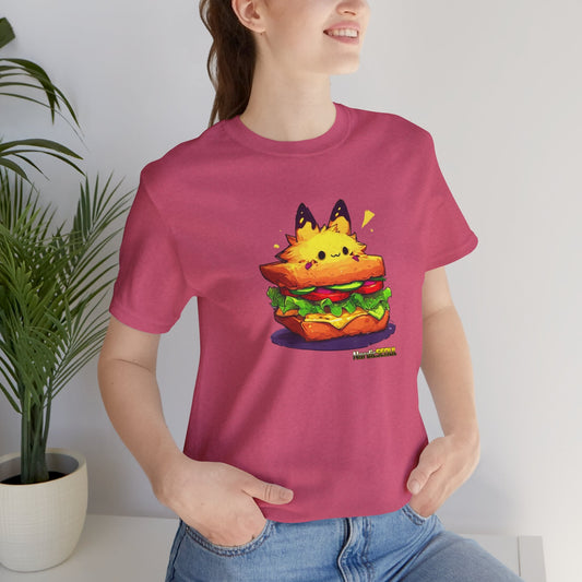 Cute Pika Sandwich Tee, Graphic T-Shirt, Fun Unisex Tee, Quirky Animal Shirt, Casual Everyday Wear Printify T-Shirt Nordic Seoul Designs LLC