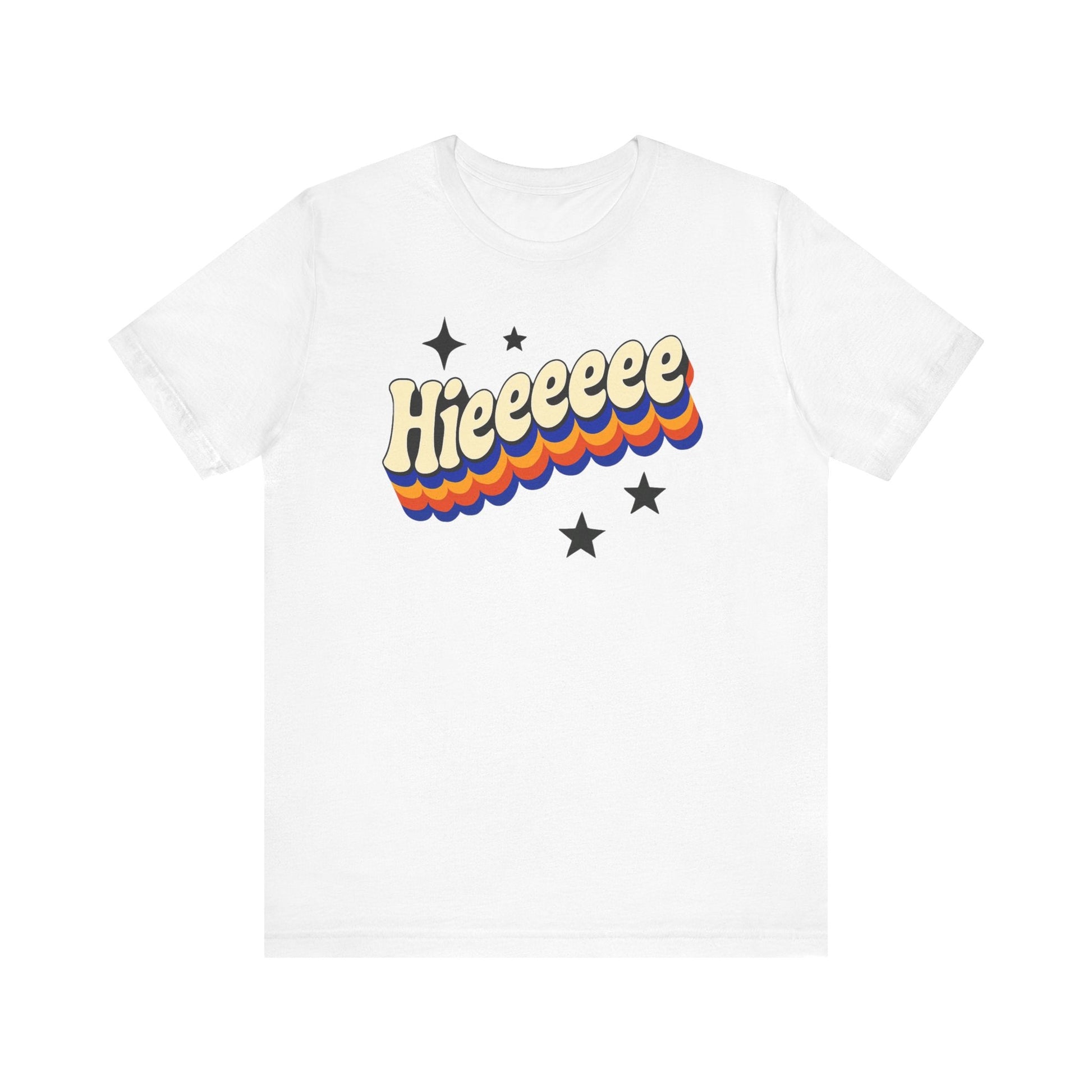Retro Graphic Hieeeeee T-Shirt- Fun Unisex Jersey Short Sleeve T-Shirt for Everyday Style, Unique Gift Idea, Summer Fashion, Friends gift, Funny Printify T-Shirt Nordic Seoul Designs LLC Nordic Seoul Designs LLC