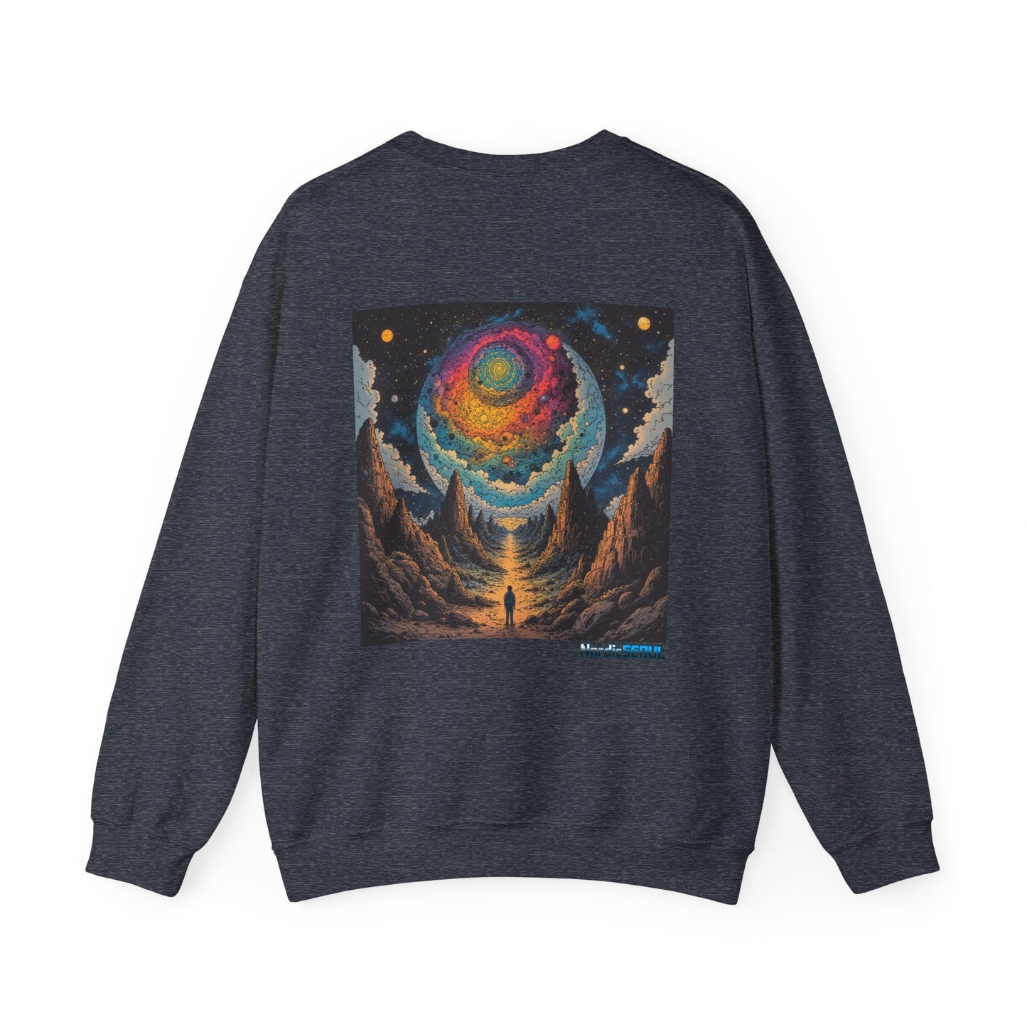 Cosmic Adventure Crewneck Sweatshirt, Comfortable Unisex Pullover, Perfect for Stargazers, Gift for Space Lovers, Stylish and Cozy Outfit Printify Sweatshirt Nordic Seoul Designs LLC