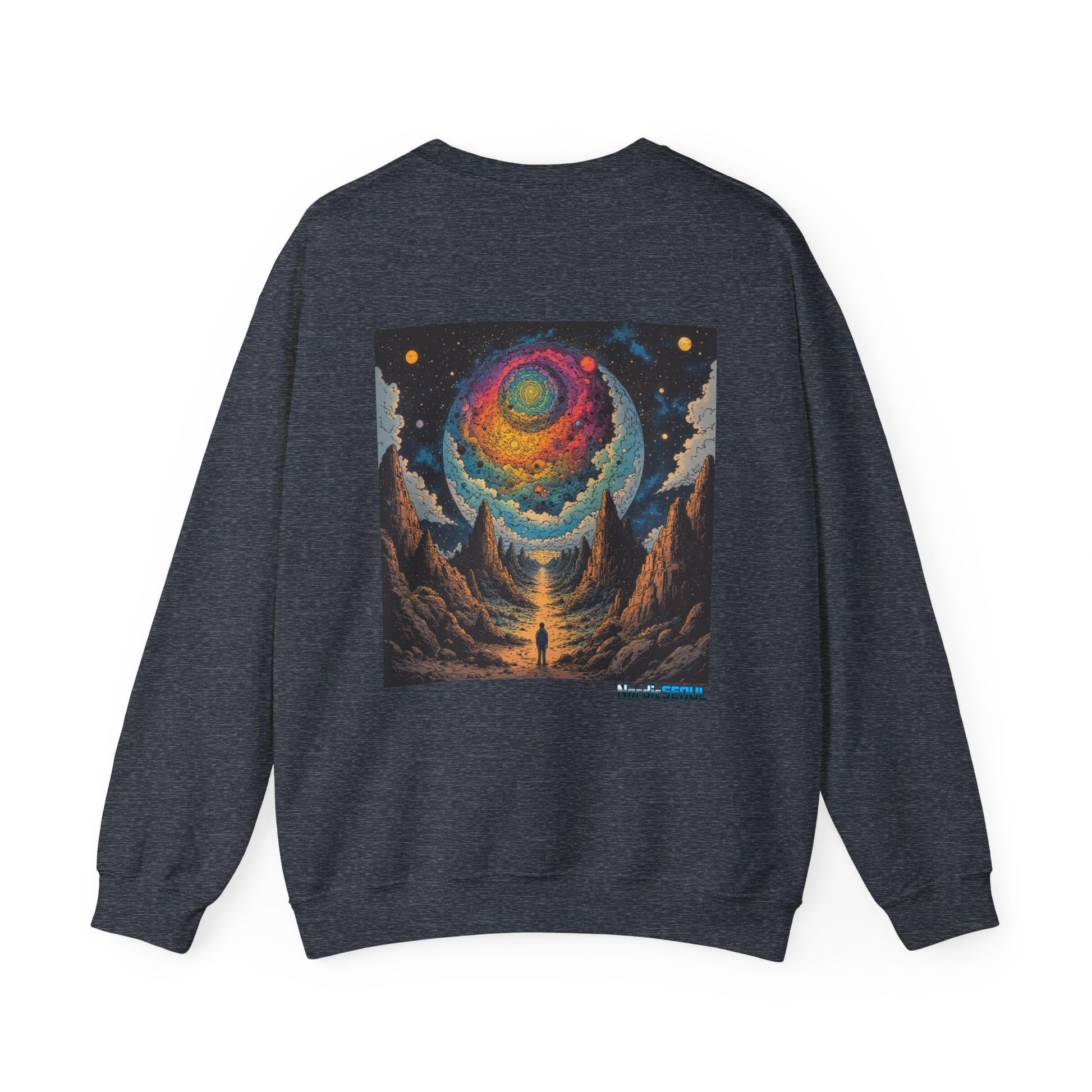 Cosmic Adventure Crewneck Sweatshirt, Comfortable Unisex Pullover, Perfect for Stargazers, Gift for Space Lovers, Stylish and Cozy Outfit Printify Sweatshirt Nordic Seoul Designs LLC