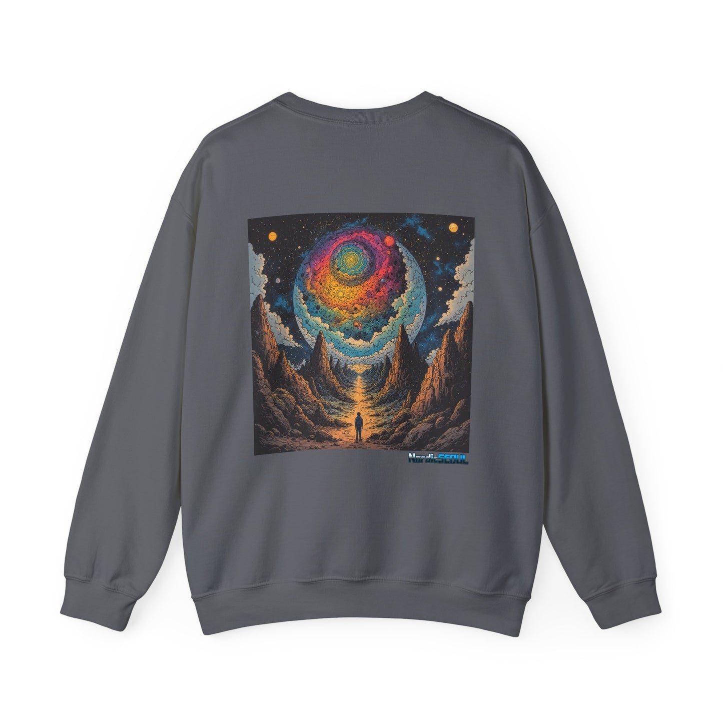 Cosmic Adventure Crewneck Sweatshirt, Comfortable Unisex Pullover, Perfect for Stargazers, Gift for Space Lovers, Stylish and Cozy Outfit Printify Sweatshirt Nordic Seoul Designs LLC
