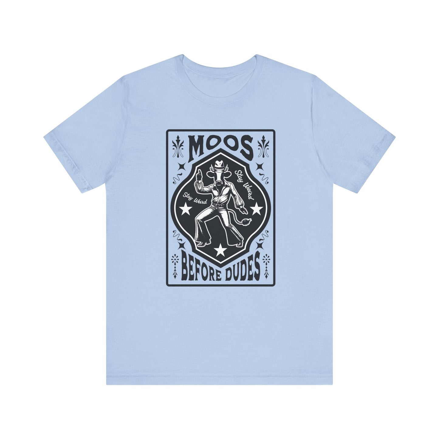 Moos Before Dudes T-Shirt – Funny Cow Graphic Tee, Farm Life Unisex Shirt Printify T-Shirt Nordic Seoul Designs LLC