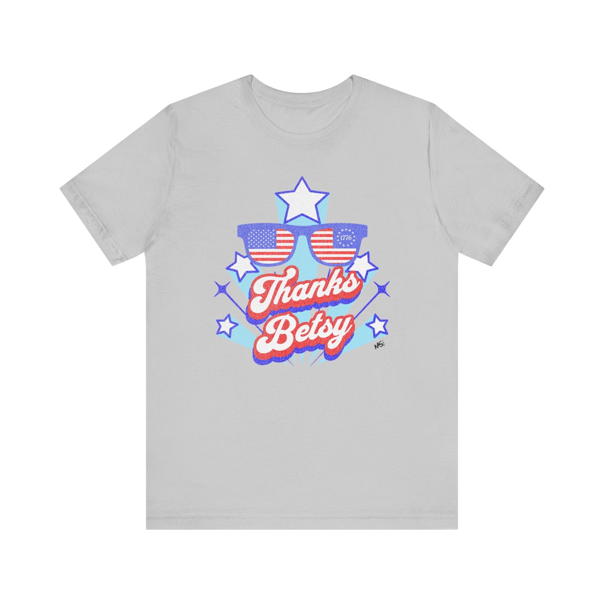 Thanks Betsy T-Shirt – Patriotic Sunglasses Graphic Tee, 1776 & USA Flag Unisex Shirt Printify T-Shirt Nordic Seoul Designs LLC