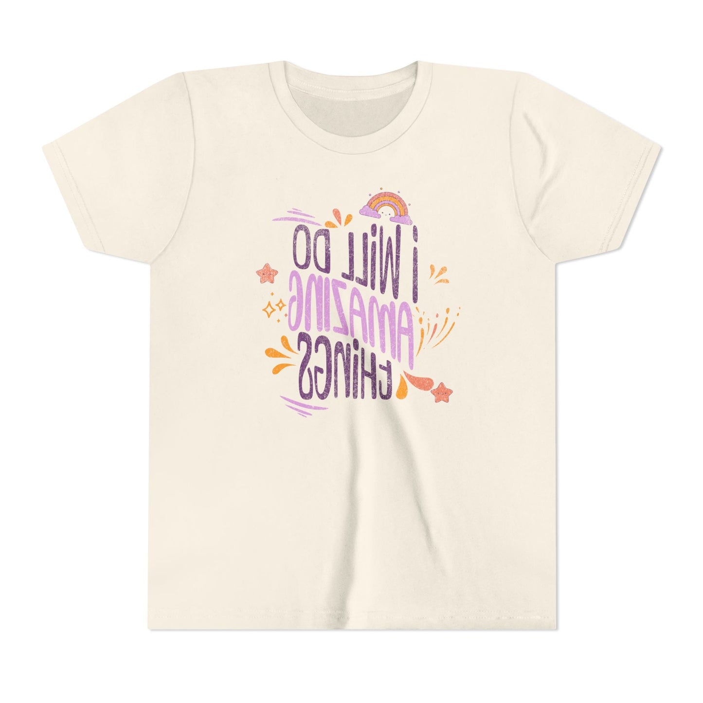 Youth Mirror Letter T-shirt- I will do Amazing Things - Positive Vibes Printify Kids clothes Nordic Seoul Designs LLC