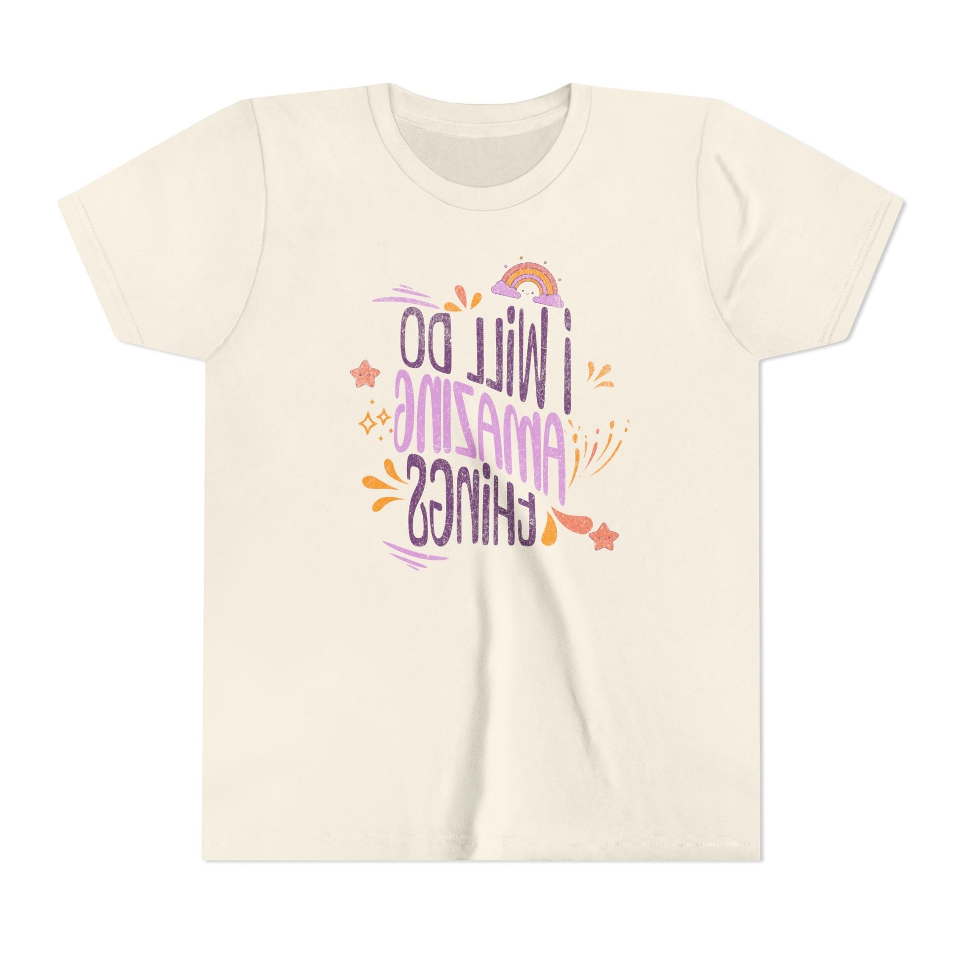 Youth Mirror Letter T-shirt- I will do Amazing Things - Positive Vibes Printify Kids clothes Nordic Seoul Designs LLC