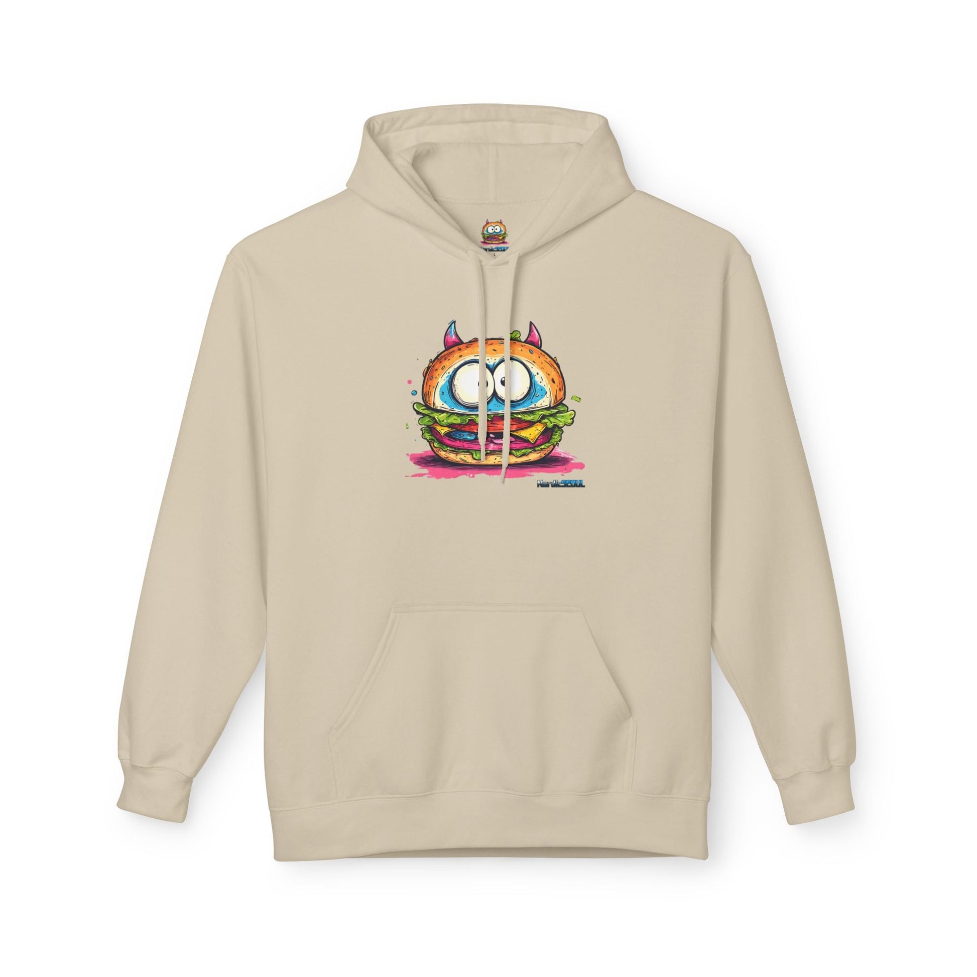 Colorful Graphic Sandwich Monster Hoodie, Unisex Casual Wear, Gift for Foodies, Cozy Style for Everyday Printify Hoodie Nordic Seoul Designs LLC