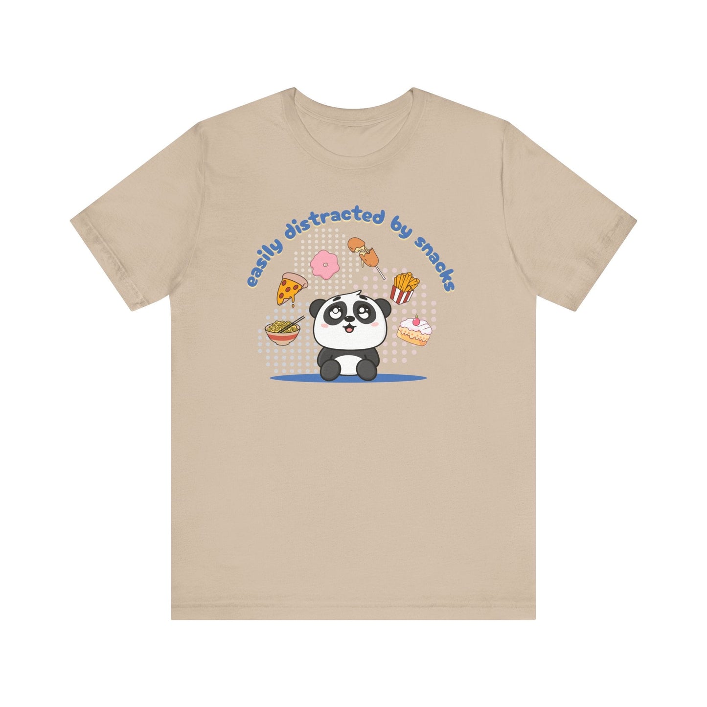 Easily Distracted by Snacks T-Shirt – Funny Food Graphic Tee, Casual Unisex Shirt Printify T-Shirt Nordic Seoul Designs LLC