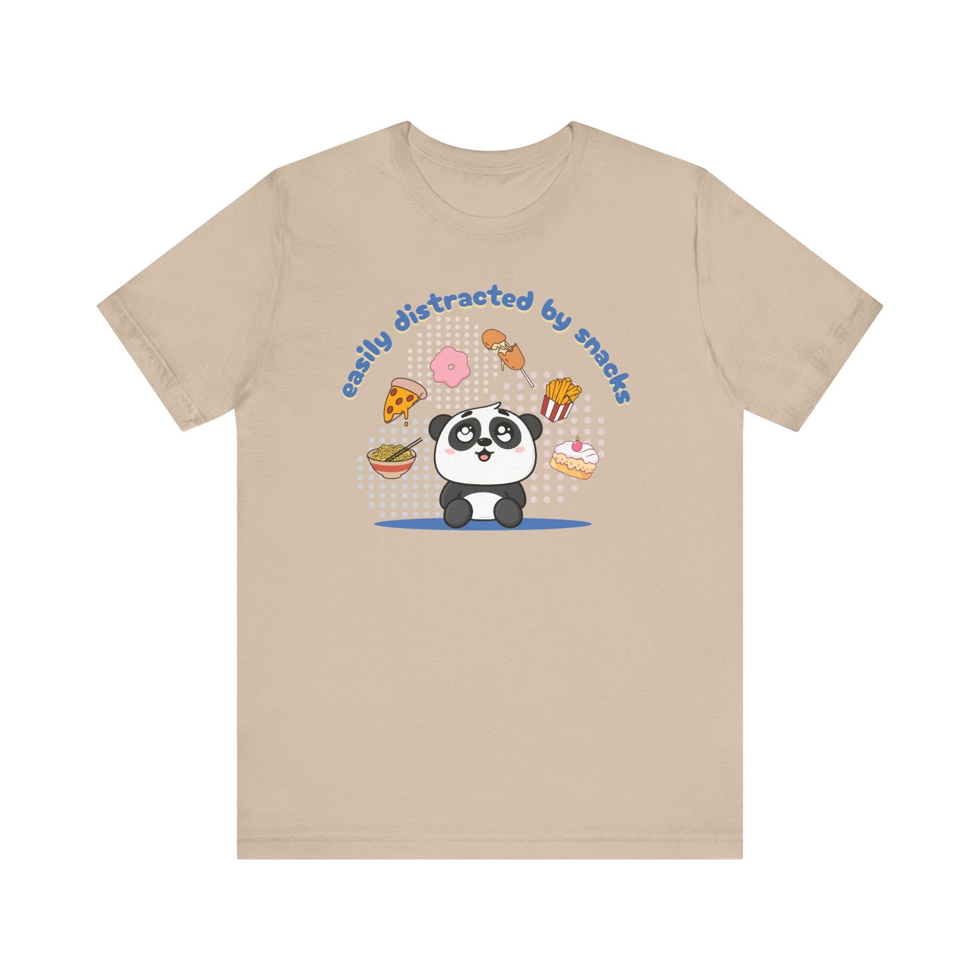 Easily Distracted by Snacks T-Shirt – Funny Food Graphic Tee, Casual Unisex Shirt Printify T-Shirt Nordic Seoul Designs LLC