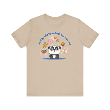Easily Distracted by Snacks T-Shirt – Funny Food Graphic Tee, Casual Unisex Shirt Printify T-Shirt Nordic Seoul Designs LLC