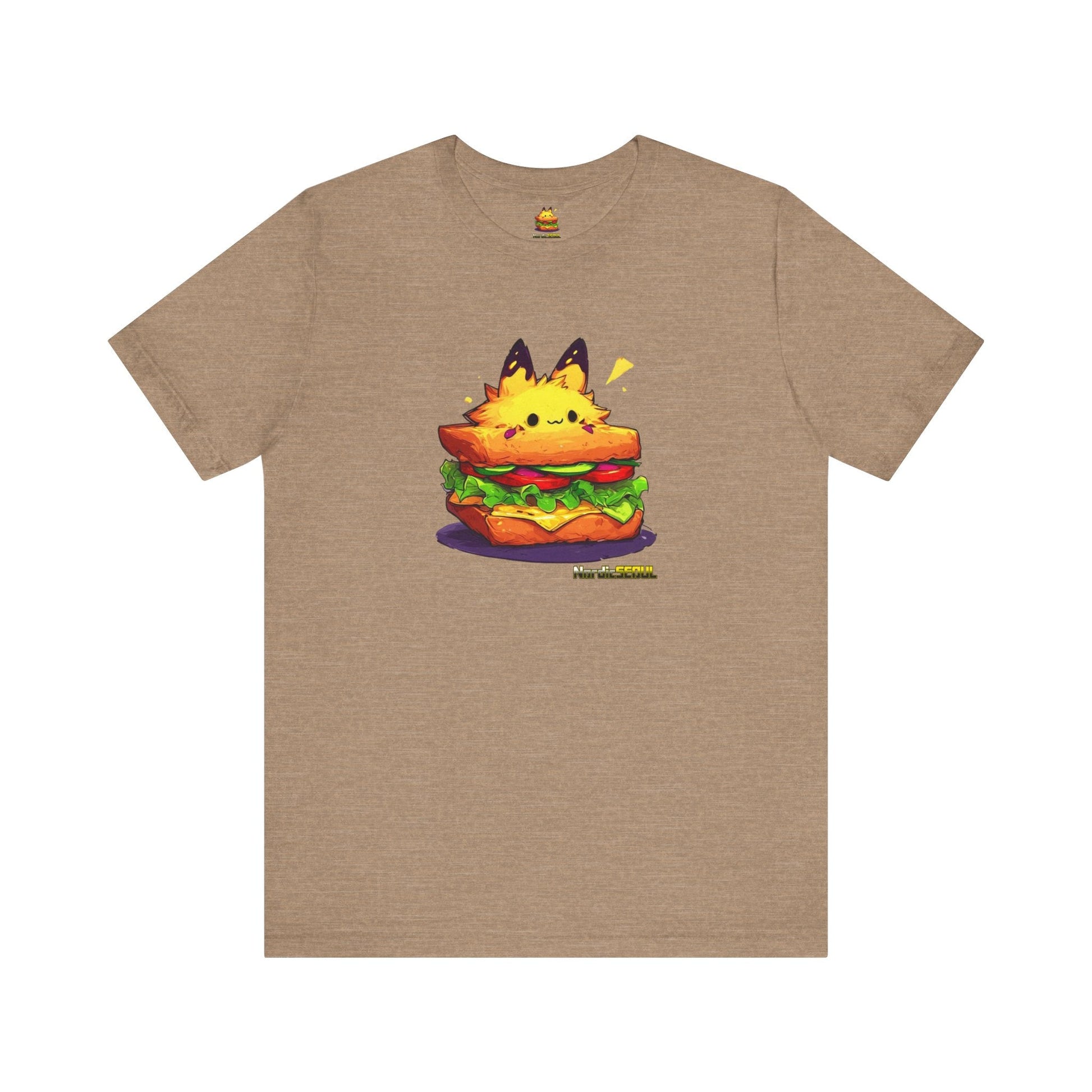 Cute Pika Sandwich Tee, Graphic T-Shirt, Fun Unisex Tee, Quirky Animal Shirt, Casual Everyday Wear Printify T-Shirt Nordic Seoul Designs LLC