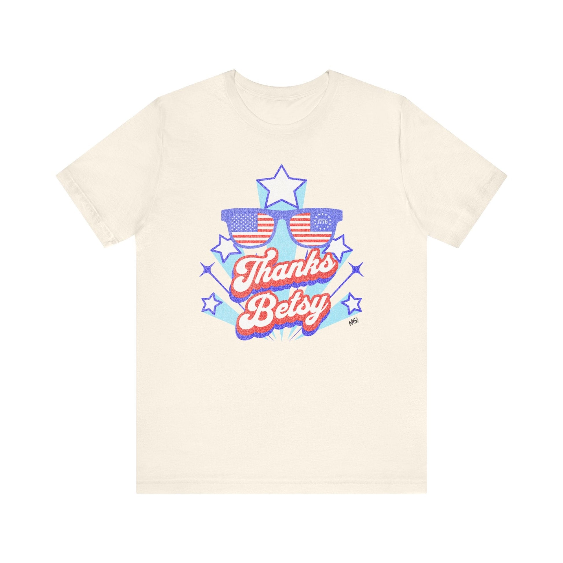 Thanks Betsy T-Shirt – Patriotic Sunglasses Graphic Tee, 1776 & USA Flag Unisex Shirt Printify T-Shirt Nordic Seoul Designs LLC