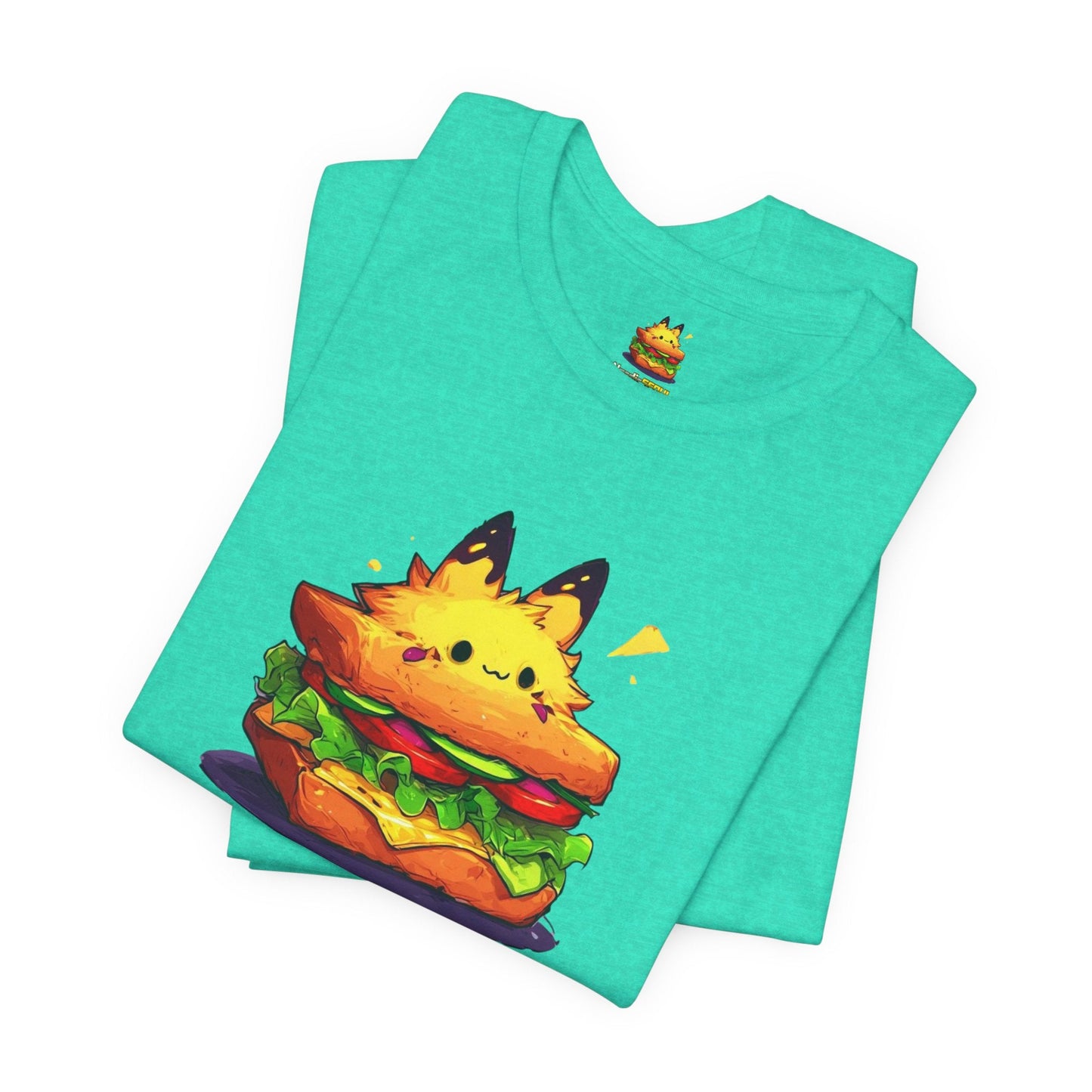 Cute Pika Sandwich Tee, Graphic T-Shirt, Fun Unisex Tee, Quirky Animal Shirt, Casual Everyday Wear Printify T-Shirt Nordic Seoul Designs LLC