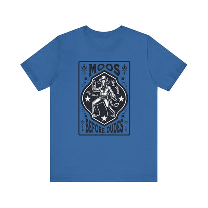 Moos Before Dudes T-Shirt – Funny Cow Graphic Tee, Farm Life Unisex Shirt Printify T-Shirt Nordic Seoul Designs LLC