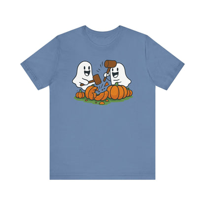 Ghosts Smashing Pumpkins Tee, Funny Pun, Unisex Short Sleeve Shirt, Fall Vibes, Halloween Gift Printify T-Shirt Nordic Seoul Designs LLC Nordic Seoul Designs LLC