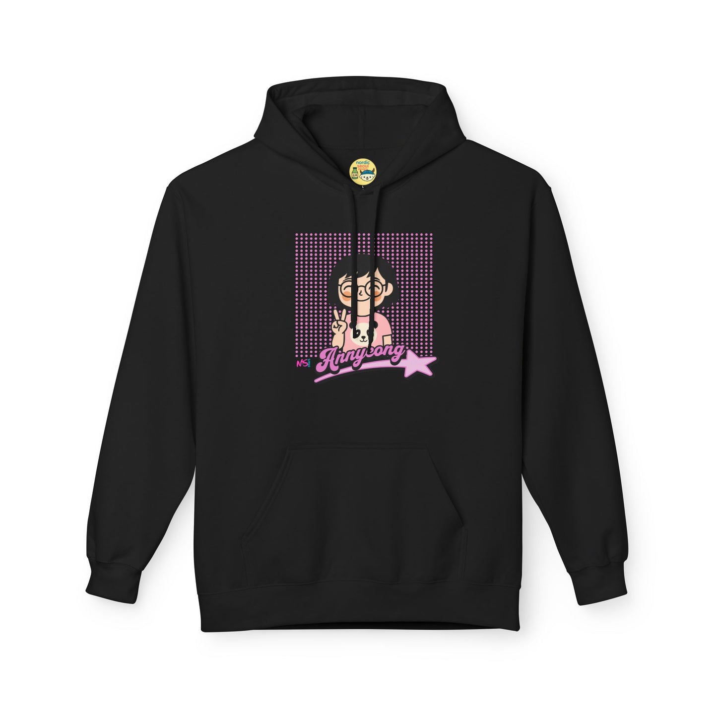 Korean Character Hoodie – Annyeong Graphic Sweatshirt, Kawaii Korean Style Pullover