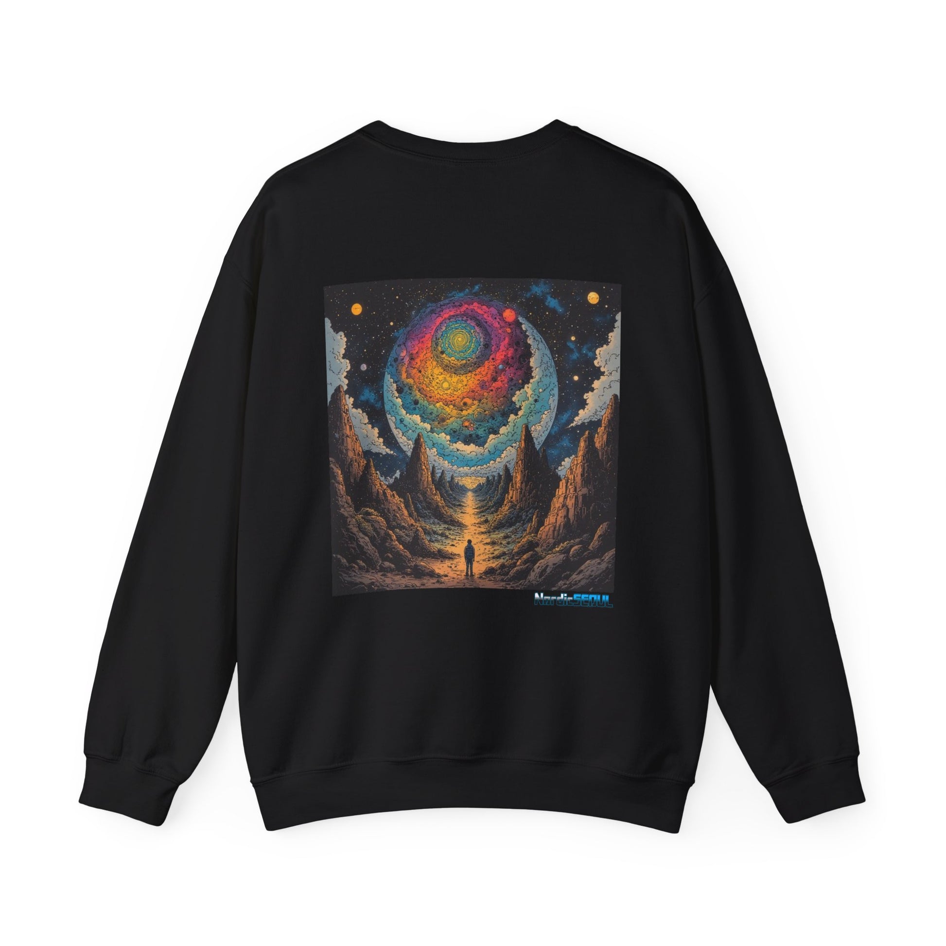 Cosmic Adventure Crewneck Sweatshirt, Comfortable Unisex Pullover, Perfect for Stargazers, Gift for Space Lovers, Stylish and Cozy Outfit Printify Sweatshirt Nordic Seoul Designs LLC
