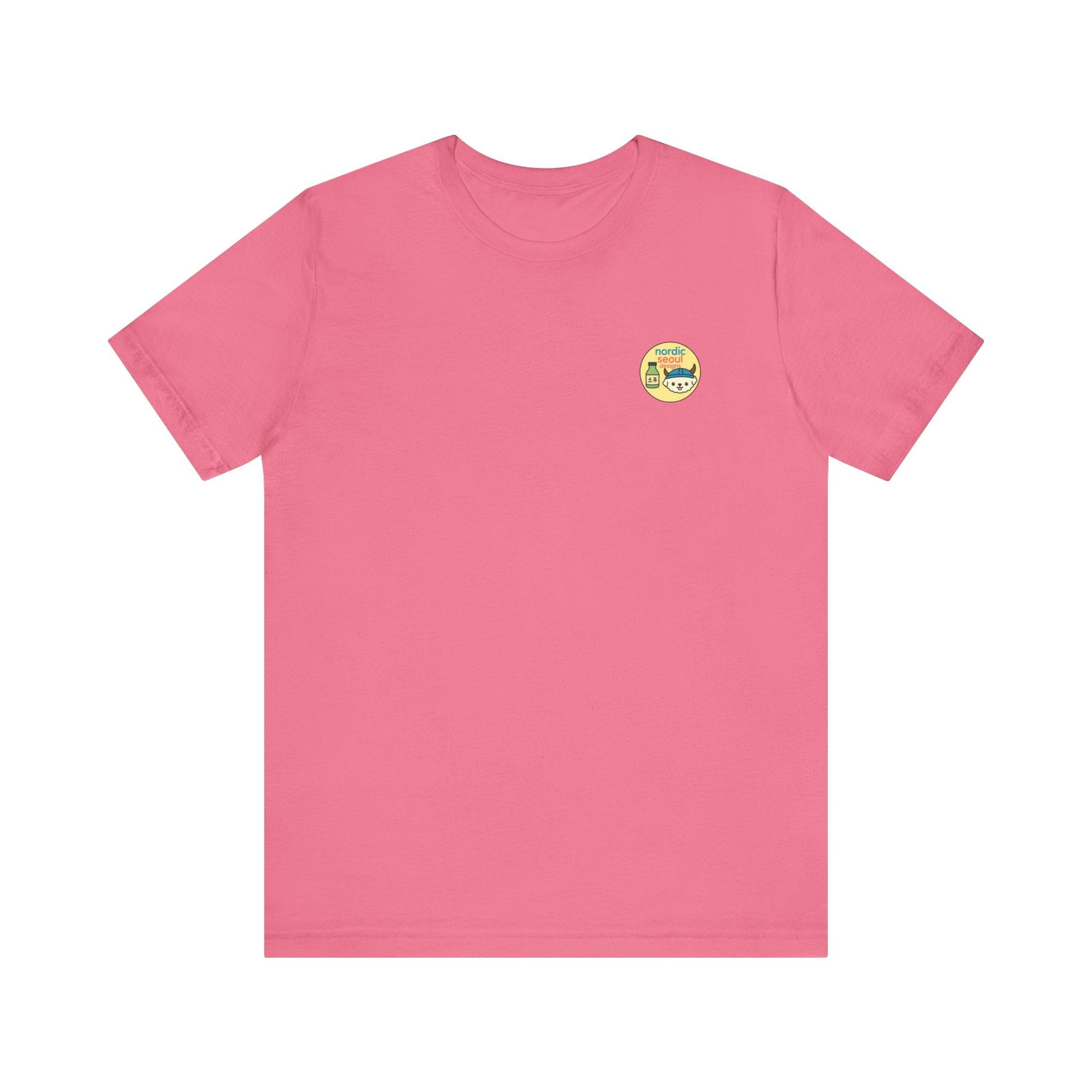 Short Sleeve Signature Logo T-Shirt-Nordic Seoul Designs, Featuring Soju Bottle and Viking Puppy Printify T-Shirt Nordic Seoul Designs LLC