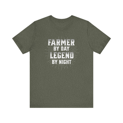 Farmer By Day Legend By Night T-Shirt – Funny Farming Graphic Tee, Unisex Casual Shirt Printify T-Shirt Nordic Seoul Designs LLC