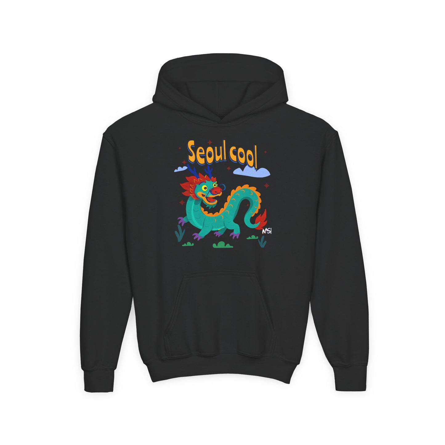 Youth Seoul Cool Hoodie-Colorful Dragon Graphic Korean Streetwear