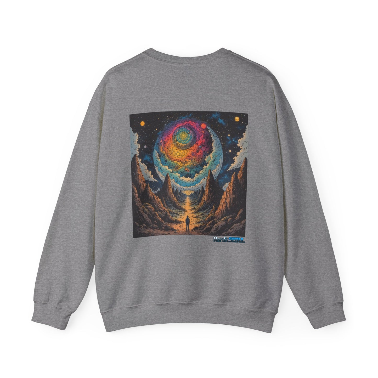 Cosmic Adventure Crewneck Sweatshirt, Comfortable Unisex Pullover, Perfect for Stargazers, Gift for Space Lovers, Stylish and Cozy Outfit Printify Sweatshirt Nordic Seoul Designs LLC