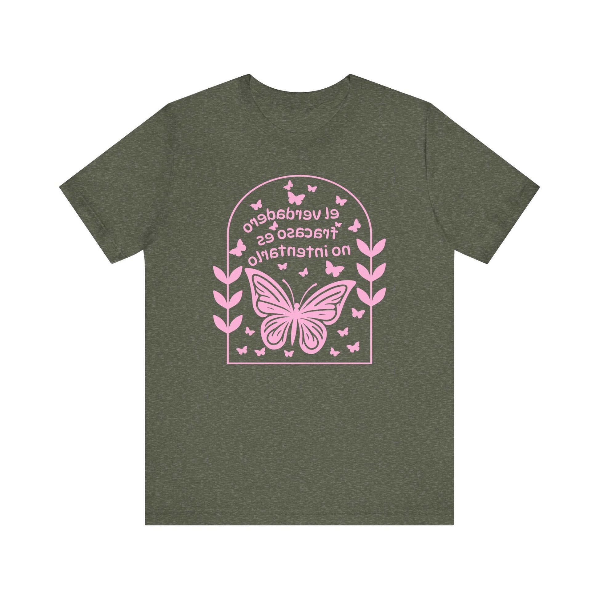 Mirror Image T-shirt! Español-El verdadero fracaso es no intenarlo-The real failure is not trying-Inspirational Butterfly Graphic Tee, Motivational Shirt Printify T-Shirt Nordic Seoul Designs LLC