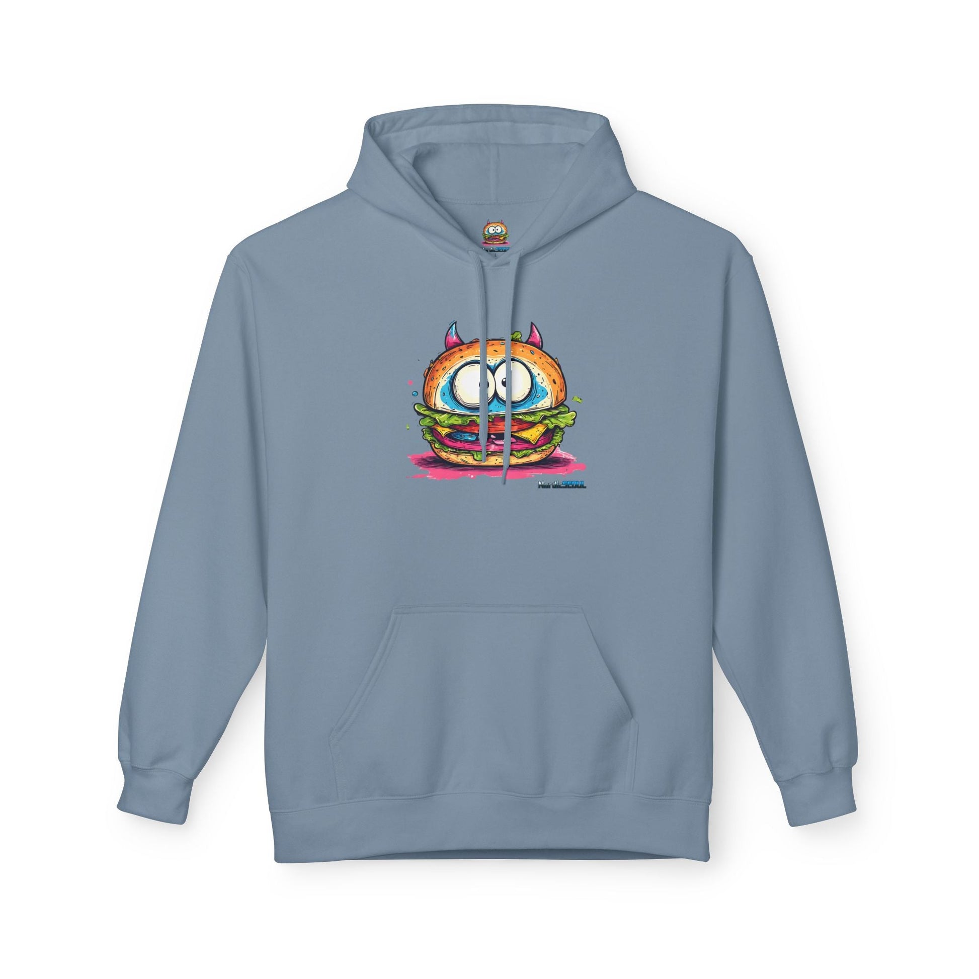Colorful Graphic Sandwich Monster Hoodie, Unisex Casual Wear, Gift for Foodies, Cozy Style for Everyday Printify Hoodie Nordic Seoul Designs LLC