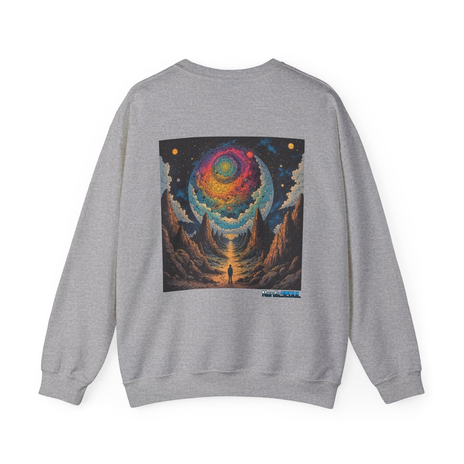 Cosmic Adventure Crewneck Sweatshirt, Comfortable Unisex Pullover, Perfect for Stargazers, Gift for Space Lovers, Stylish and Cozy Outfit Printify Sweatshirt Nordic Seoul Designs LLC