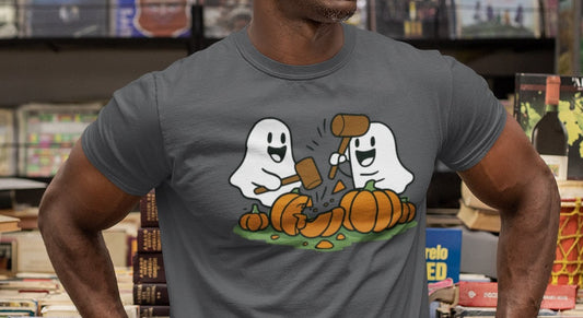 Ghosts Smashing Pumpkins Tee, Funny Pun, Unisex Short Sleeve Shirt, Fall Vibes, Halloween Gift Printify T-Shirt Nordic Seoul Designs LLC