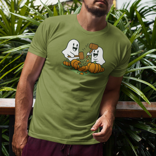 Moisture Wicking! Halloween Ghosts Smashing Pumpkins Unisex Tee Printify T-Shirt Nordic Seoul Designs LLC