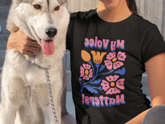 Mirror Image T-shirt! My Voice Matters! Floral Print Unisex Tee, Inspirational Printify T-Shirt Nordic Seoul Designs LLC