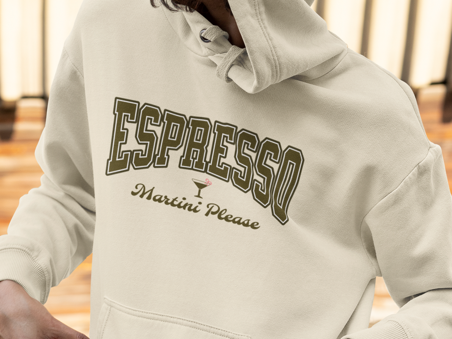 Espresso Martini Hoodie Design, Cute Bow, Martini Glass Printify Hoodie Nordic Seoul Designs LLC